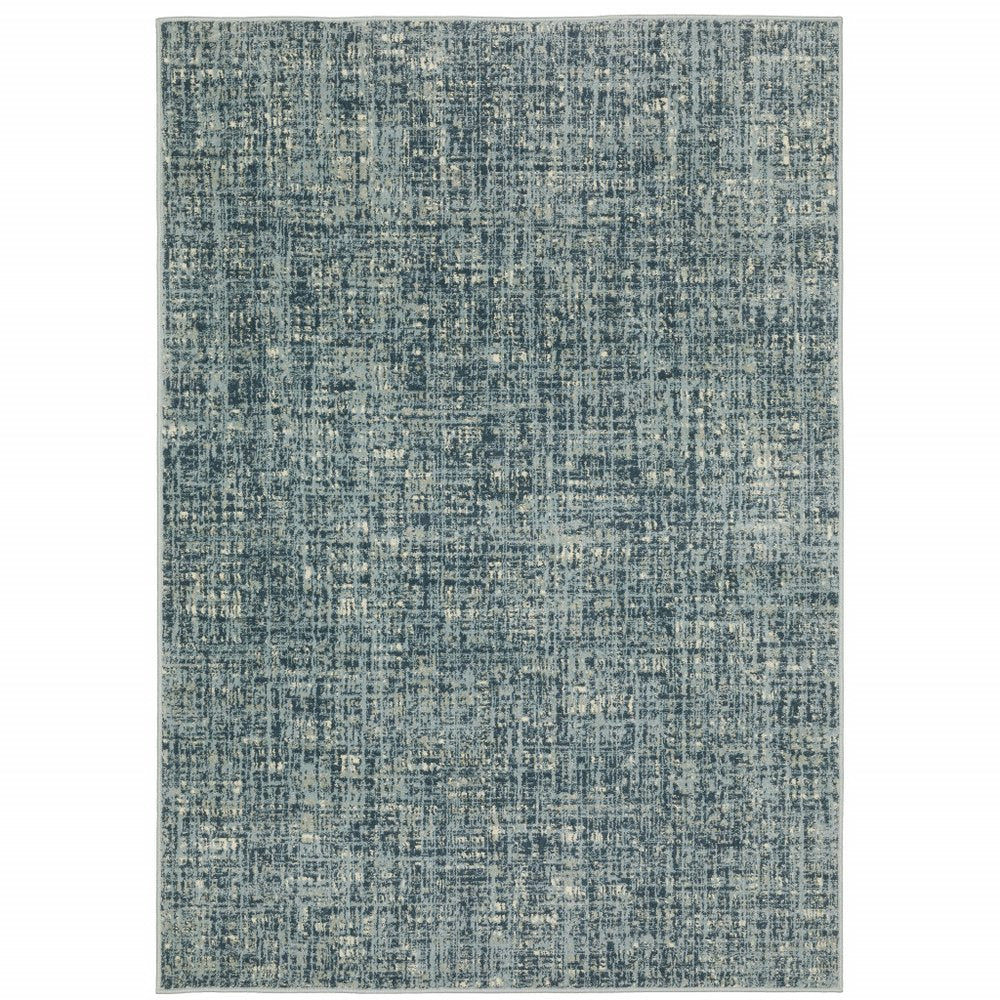 7' X 9' Blue And Beige Abstract Area Rug