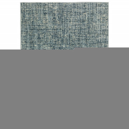 7' X 9' Blue And Beige Abstract Area Rug