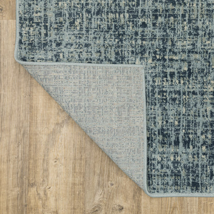 10' X 13' Dark Blue Light Blue Grey Ivory And Beige Abstract Power Loom Stain Resistant Area Rug