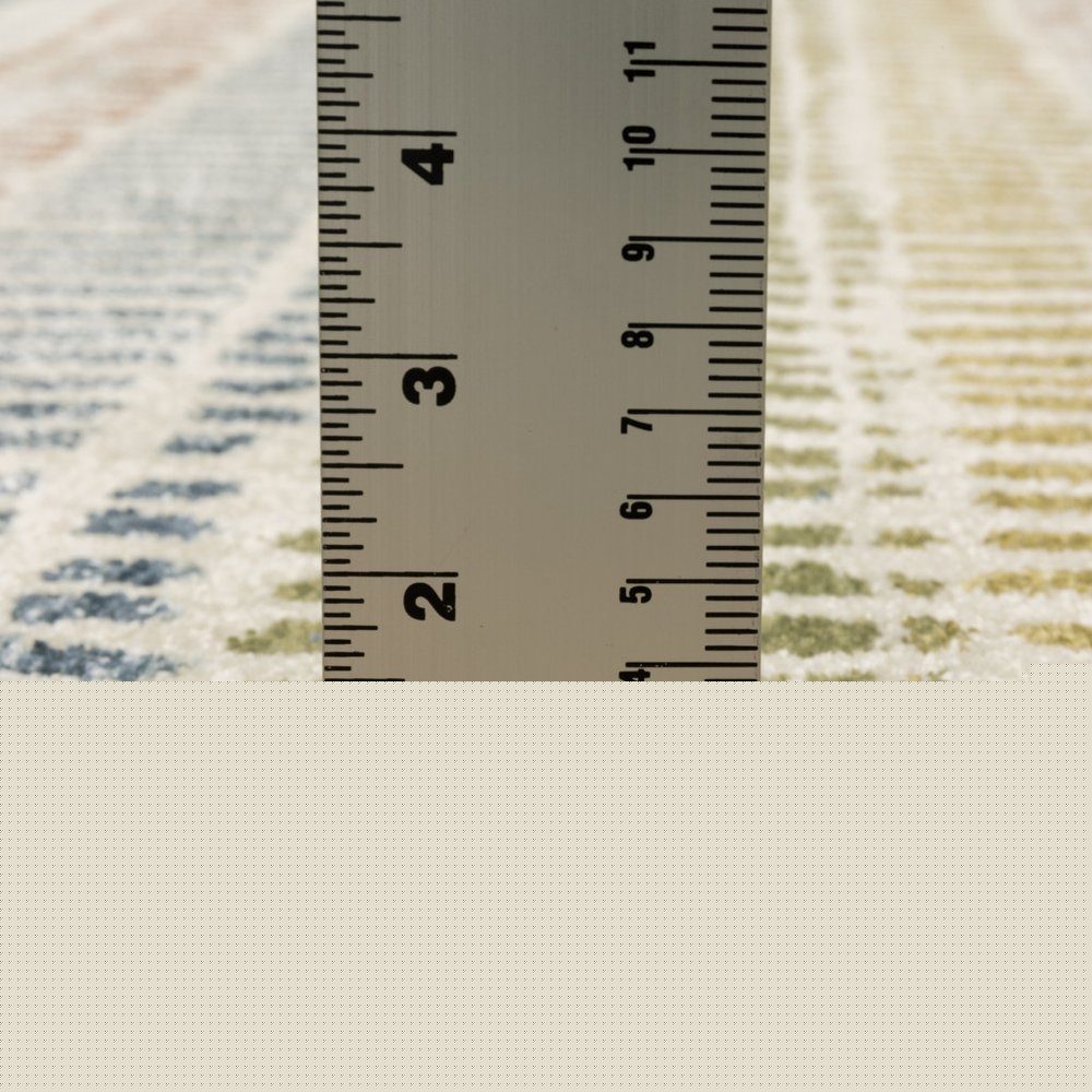 10' X 13' Ivory Blue Green Red And Gold Geometric Power Loom Stain Resistant Area Rug