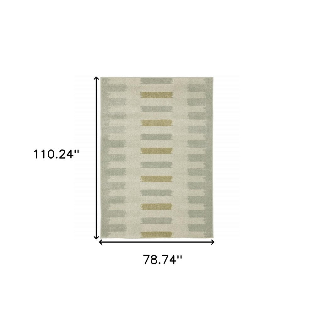 7' X 9' Beige And Ivory Geometric Area Rug