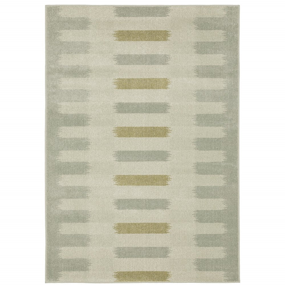 7' X 9' Beige And Ivory Geometric Area Rug
