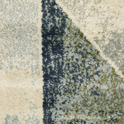 7' X 9' Gray And Ivory Geometric Area Rug