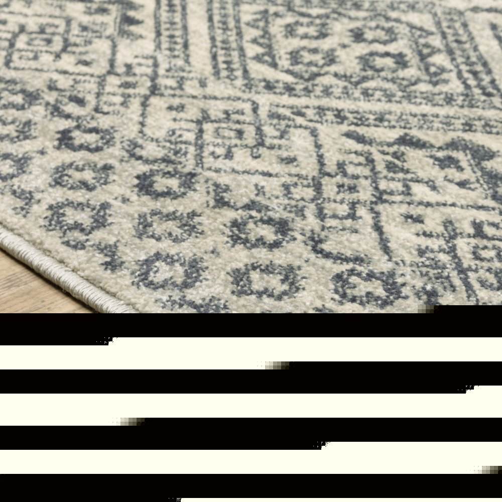 7' X 9' Blue And Beige Geometric Area Rug