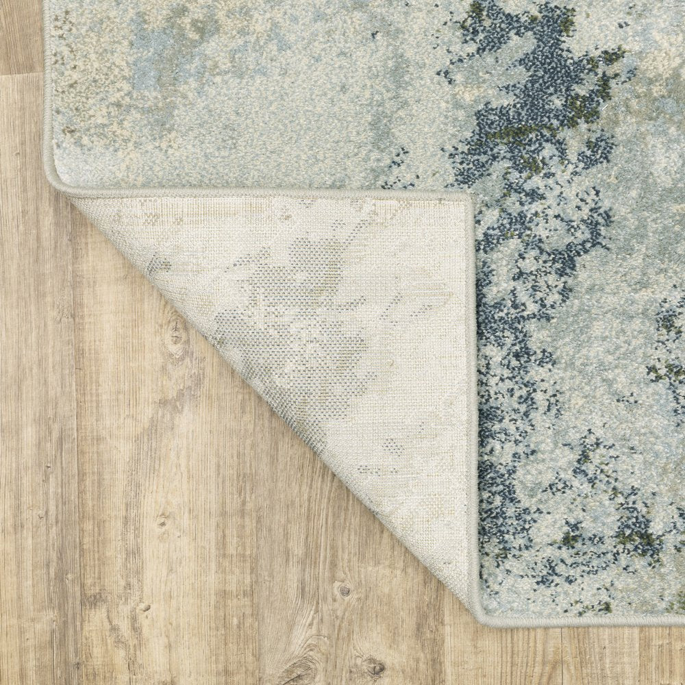 3' X 5' Blue And Green Abstract Distressed Area Rug
