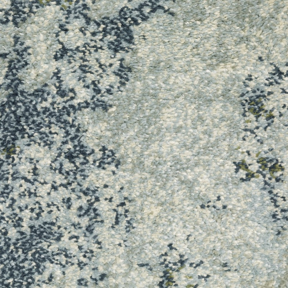 3' X 5' Blue And Green Abstract Distressed Area Rug