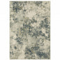 3' X 5' Beige Teal Grey And Gold Abstract Power Loom Stain Resistant Area Rug