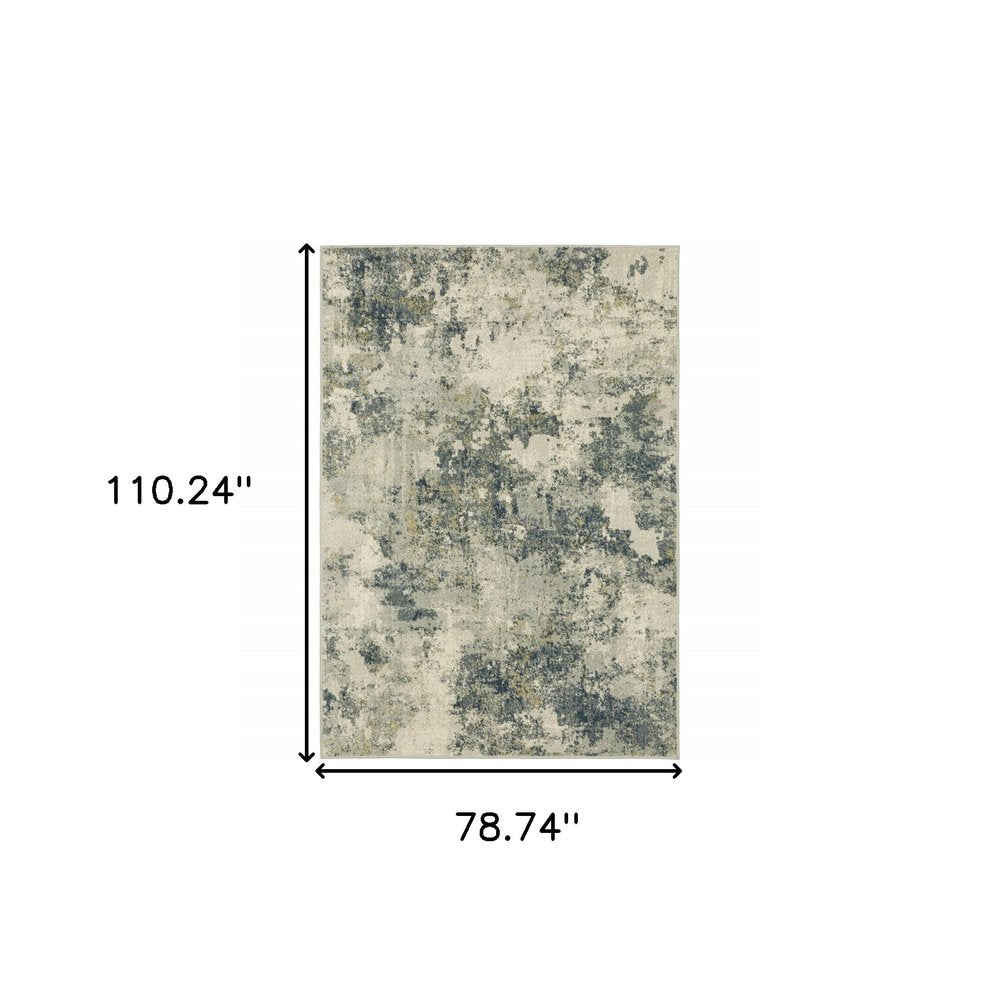 7' X 9' Beige And Ivory Abstract Area Rug