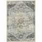 8' X 10' Blue And Beige Oriental Distressed Area Rug