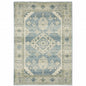 6' X 9' Blue Grey Beige And Teal Oriental Power Loom Stain Resistant Area Rug