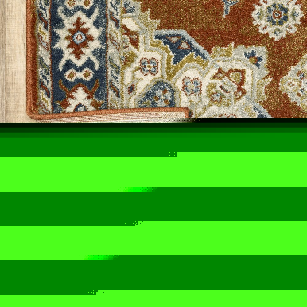 7' X 9' Blue And Beige Oriental Area Rug