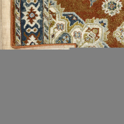 7' X 9' Blue And Beige Oriental Area Rug