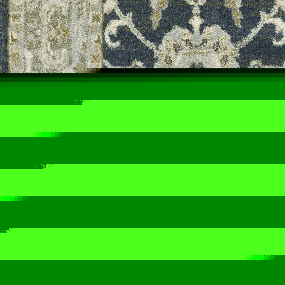 5' X 7' Teal Blue Ivory Green And Grey Oriental Power Loom Stain Resistant Area Rug
