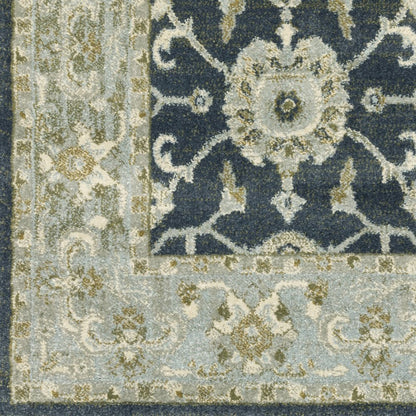 7' X 9' Teal Blue Oriental Area Rug