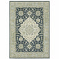 10' X 13' Teal Blue And Ivory Oriental Distressed Area Rug