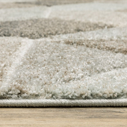 Gray And Ivory Geometric Area Rug