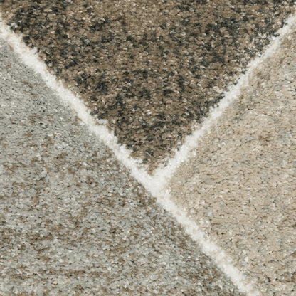 8' X 11' Gray And Ivory Geometric Area Rug