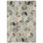 8' X 11' Beige Brown Grey Tan Sage And Pale Blue Geometric Power Loom Stain Resistant Area Rug