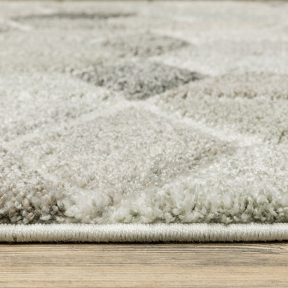 8' X 11' Ivory Gray And Charcoal Geometric Area Rug