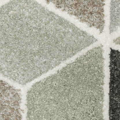 8' X 11' Ivory Gray And Charcoal Geometric Area Rug