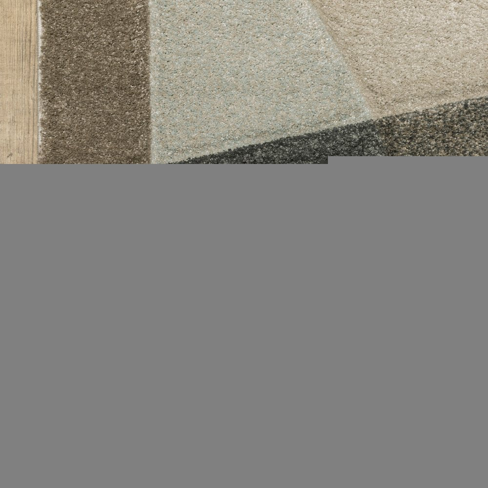 10' X 13' Beige Geometric Power Loom Stain Resistant Area Rug