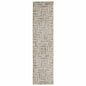 2' X 8' Beige And Ivory Geometric Power Loom Runner Rug