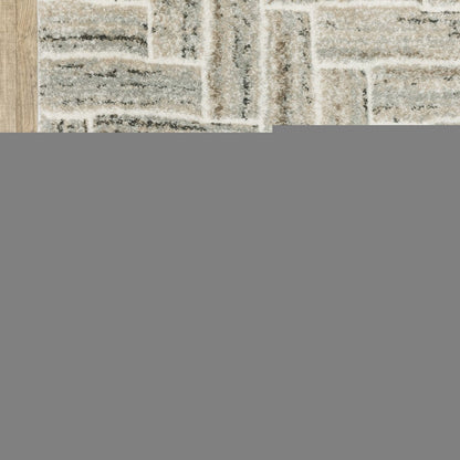 7' X 10' Ivory And Beige Geometric Area Rug
