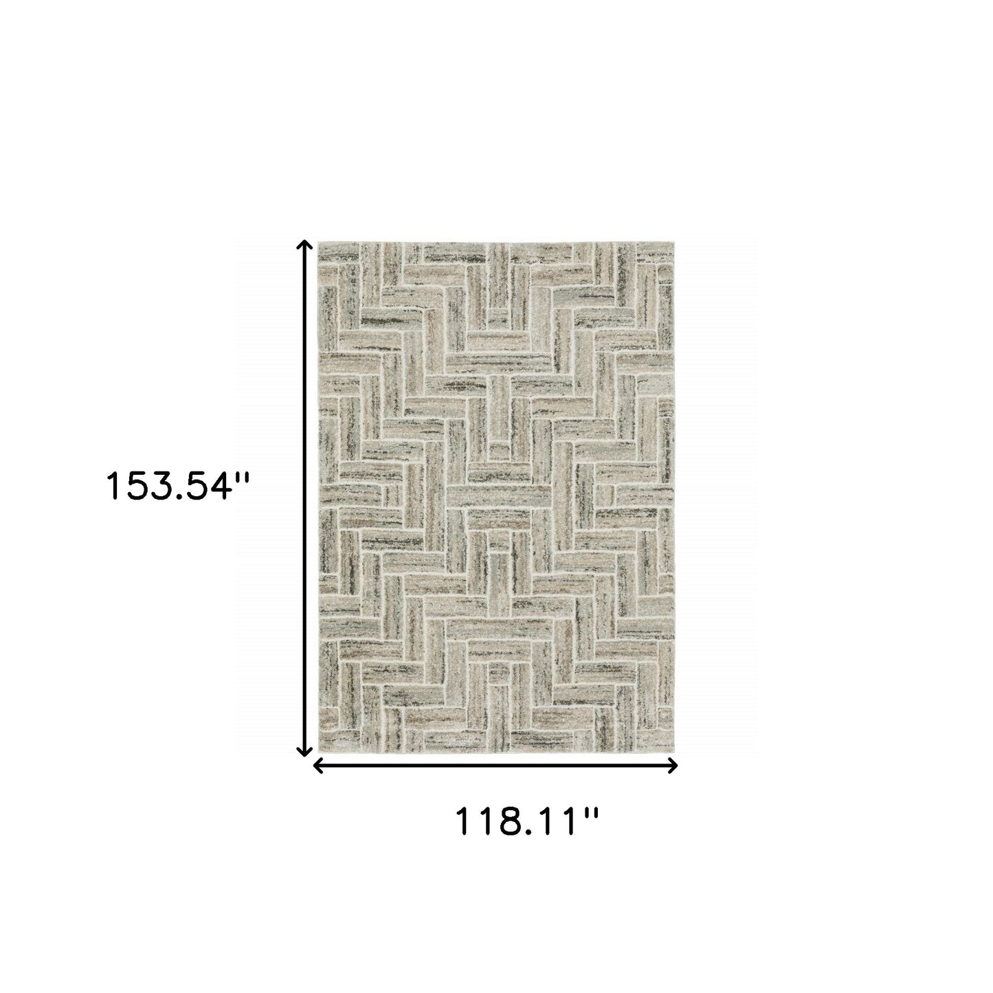 10' X 13' Ivory Beige Grey Brown Pale Blue And Charcoal Geometric Power Loom Stain Resistant Area Rug