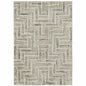 10' X 13' Ivory Beige Grey Brown Pale Blue And Charcoal Geometric Power Loom Stain Resistant Area Rug