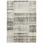 5' X 8' Grey Charcoal Ivory Tan Brown And Beige Geometric Power Loom Stain Resistant Area Rug