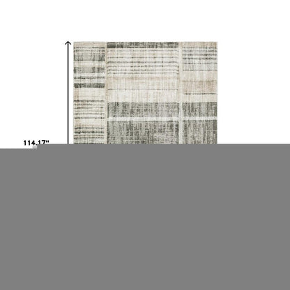 6' X 9' Grey Charcoal Ivory Tan Brown And Beige Geometric Power Loom Stain Resistant Area Rug