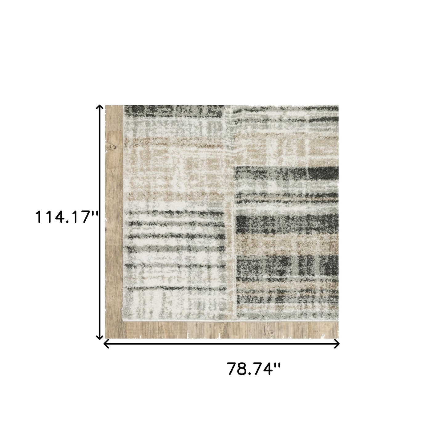 6' X 9' Grey Charcoal Ivory Tan Brown And Beige Geometric Power Loom Stain Resistant Area Rug