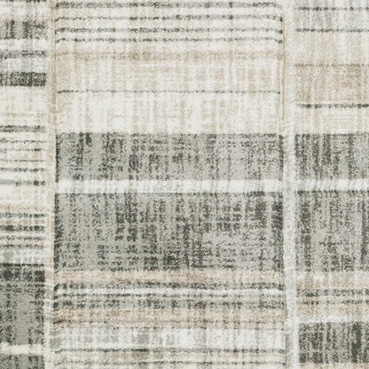 10' X 13' Grey Charcoal Ivory Tan Brown And Beige Geometric Power Loom Stain Resistant Area Rug