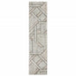 2' X 8' Grey Beige Sage Brown Tan Charcoal And Pale Blue Geometric Power Loom Stain Resistant Runner Rug