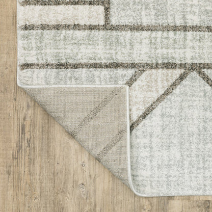 3' X 5' Gray And Ivory Geometric Power Loom Area Rug