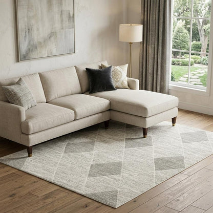 7' X 10' Gray And Ivory Geometric Area Rug