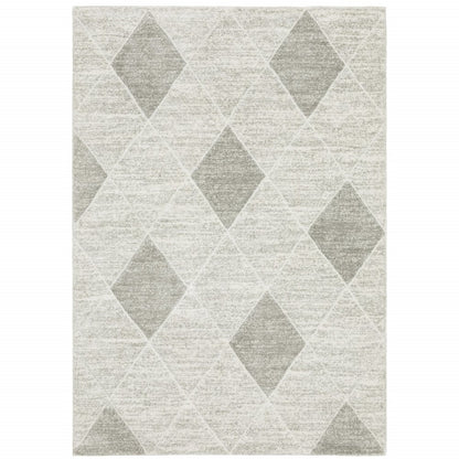 7' X 10' Gray And Ivory Geometric Area Rug