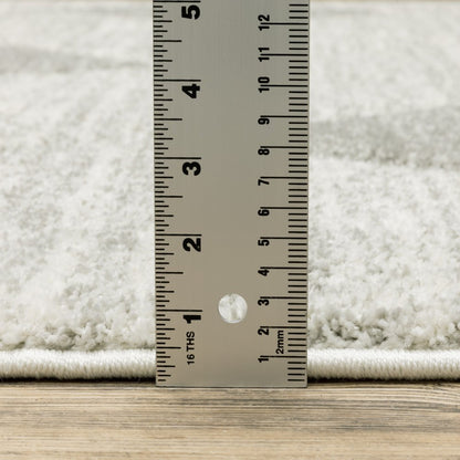8' X 11' Gray And Ivory Geometric Area Rug