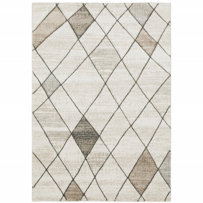 8' X 11' Beige And Gray Geometric Area Rug
