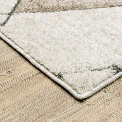 8' X 11' Beige And Gray Geometric Area Rug