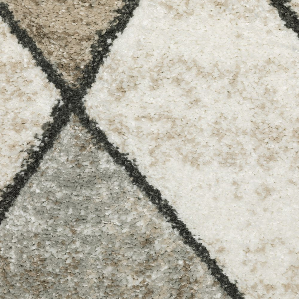 8' X 11' Beige And Gray Geometric Area Rug