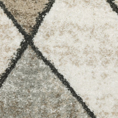 8' X 11' Beige And Gray Geometric Area Rug