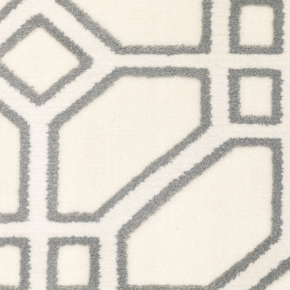 10' X 13' Ivory And Grey Geometric Power Loom Stain Resistant Area Rug