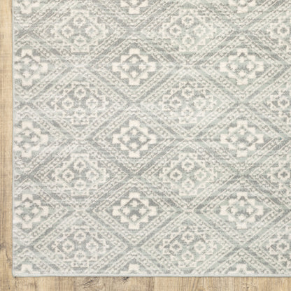 5' X 8' Grey Geometric Power Loom Stain Resistant Area Rug