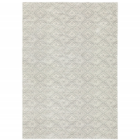 8' X 11' Grey Geometric Power Loom Stain Resistant Area Rug