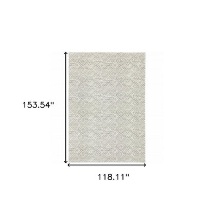10' X 13' Light Gray And Gray Geometric Distressed Area Rug