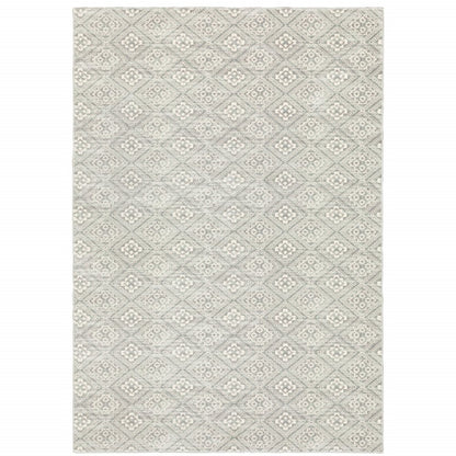 10' X 13' Light Gray And Gray Geometric Distressed Area Rug