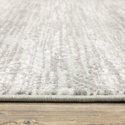 10' X 13' Light Gray And Gray Geometric Distressed Area Rug