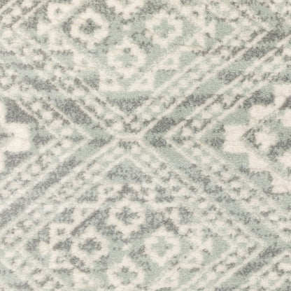 10' X 13' Light Gray And Gray Geometric Distressed Area Rug