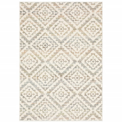 10' X 13' Grey Pink And Sage Geometric Power Loom Stain Resistant Area Rug